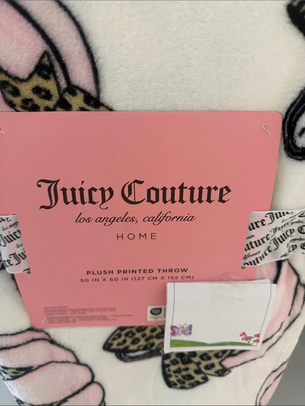 Juicy Couture Halloween Pink, Black/Brown Bats/Pumpkins/Bows Throw Blanket